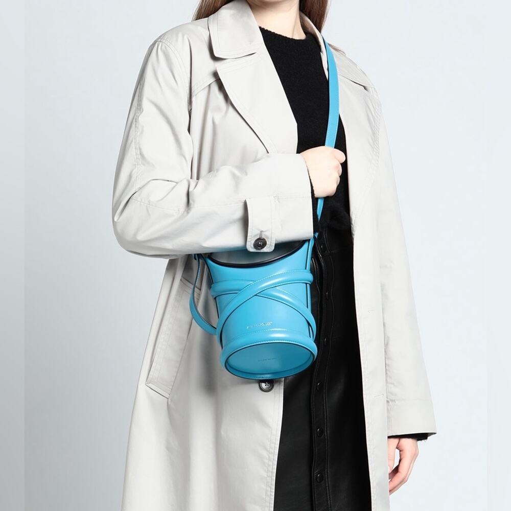 Alexander McQueen Curve Small Crossbody Bag Blue Calfskin Leather - Picture 9 of 9